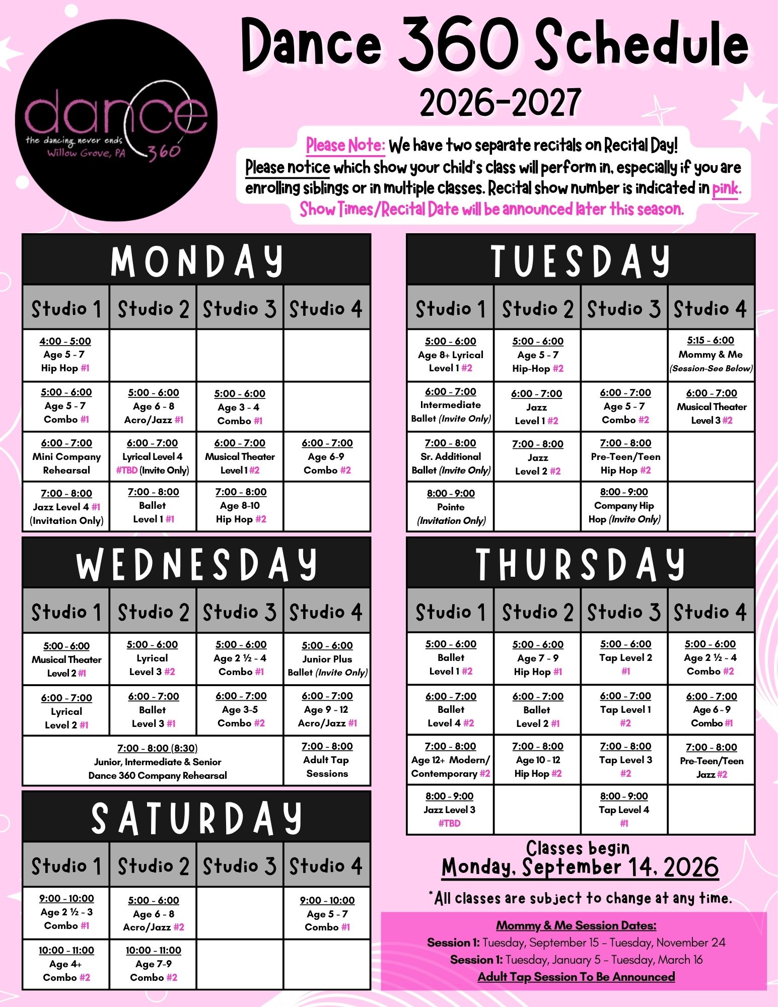 26-27 Dance 360 Class Schedule (1)