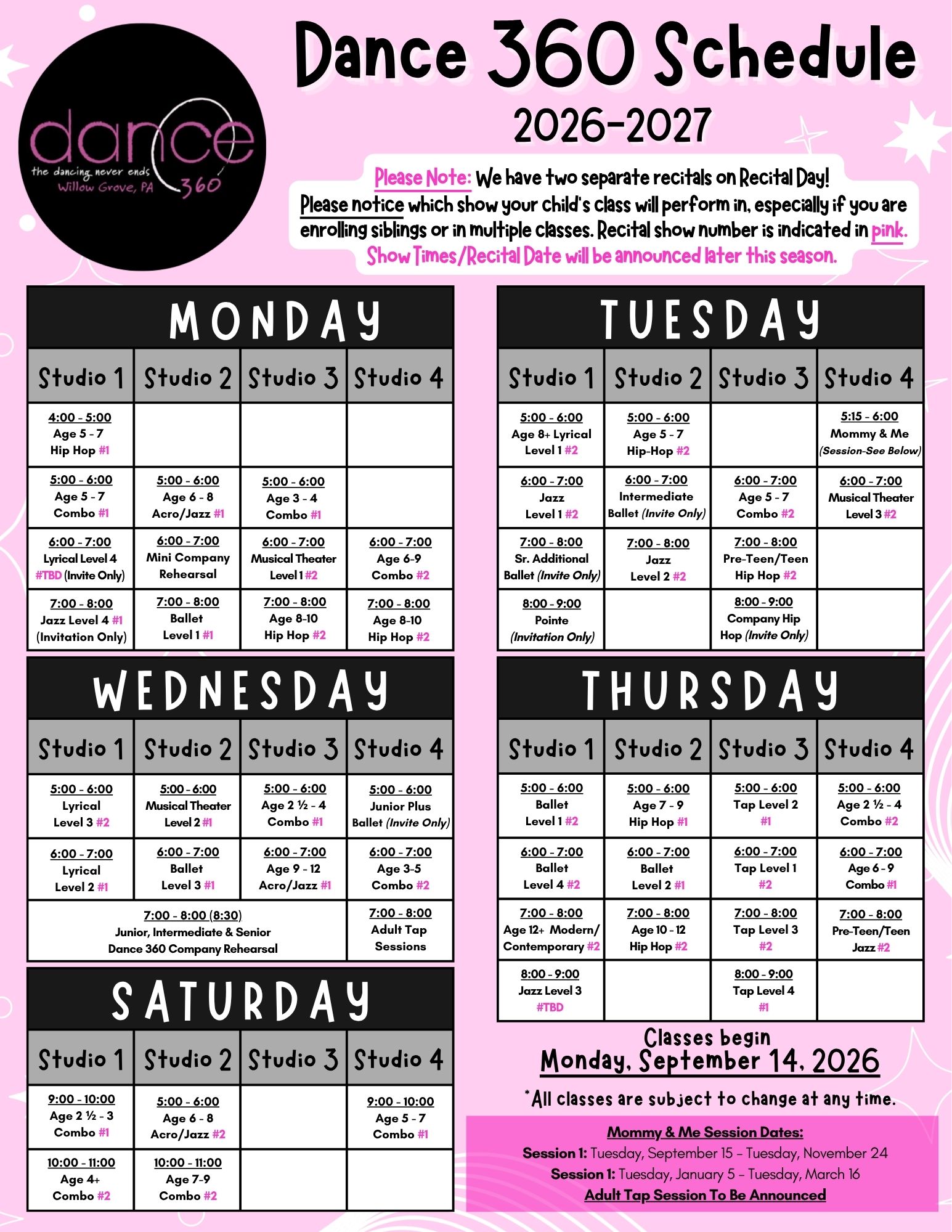 26-27 Dance 360 Class Schedule (2)
